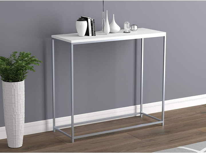 nsole Table 31l White Silver Metal 31' X 12' 28' Modern