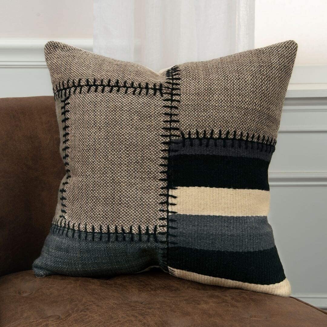 MISC Pillow Cover Black Abstract Casual Wool