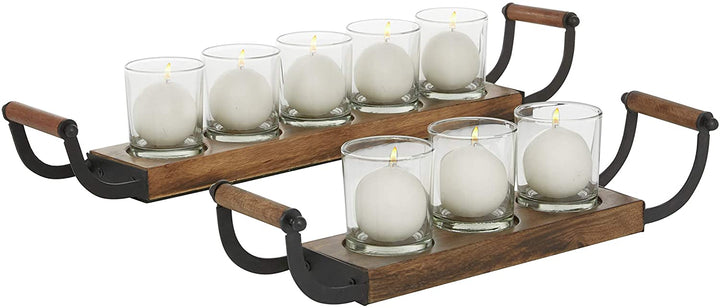 Small Farmhouse Glass Candle Holders W Black Metal Handles