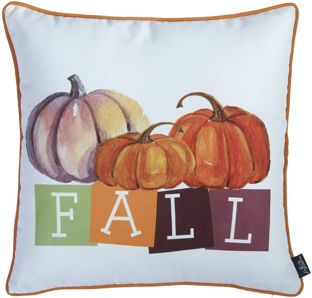 Fall Season Thanksgiving Throw Pillow Cover 18"x18" (2 Pcs Set) Floral Polyester Two Pillows Removable