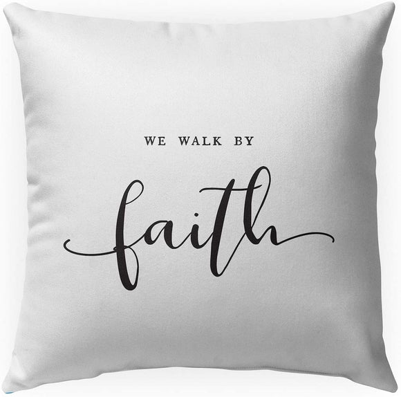MISC We Walk by Faith Indoor|Outdoor Pillow by 18x18 Black Geometric Farmhouse Polyester Removable Cover