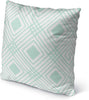 Cross Diamonds Mint Indoor|Outdoor Pillow by 18x18 Green Geometric Transitional Polyester Removable Cover
