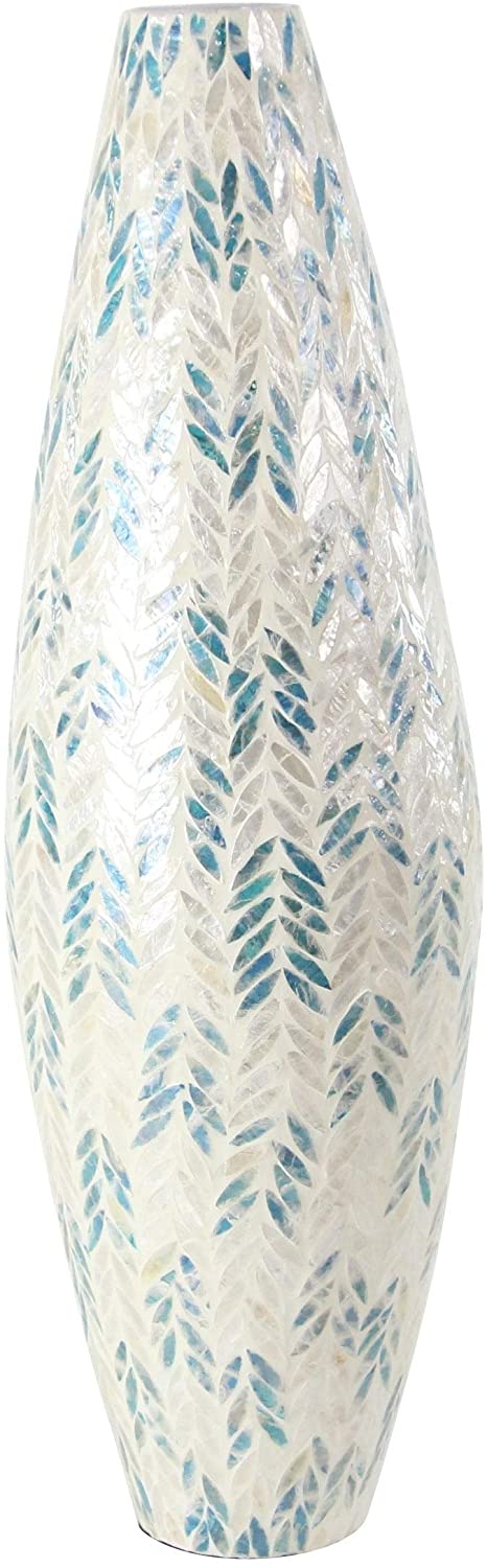 Modern 34 X 11 Inch Shell Vase Color Contemporary Wood