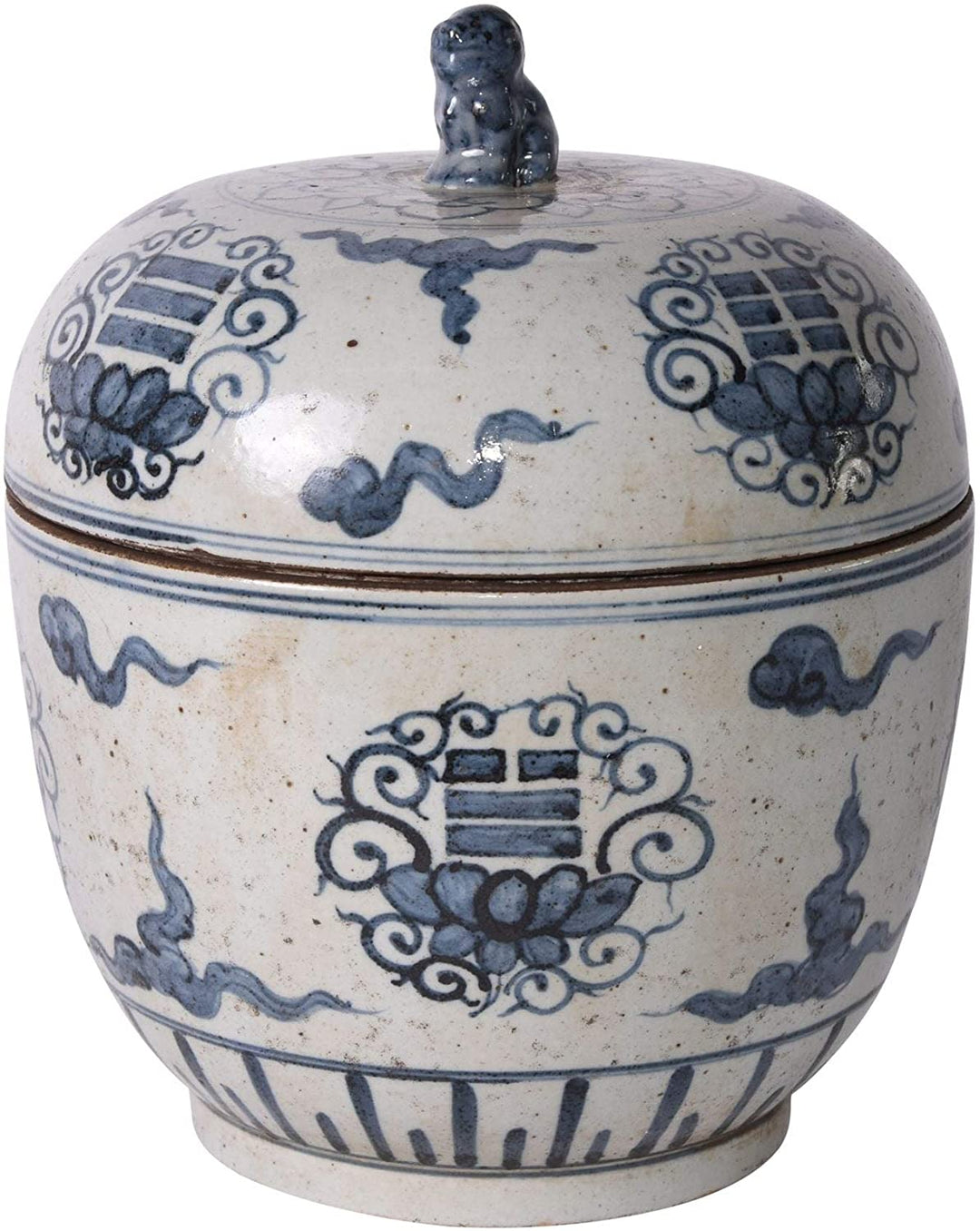 Blue White Tai Chi Lidded Jar 10x10x11