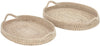 Round Seagrass Tray Set Brown Bohemian Eclectic Natural Fiber