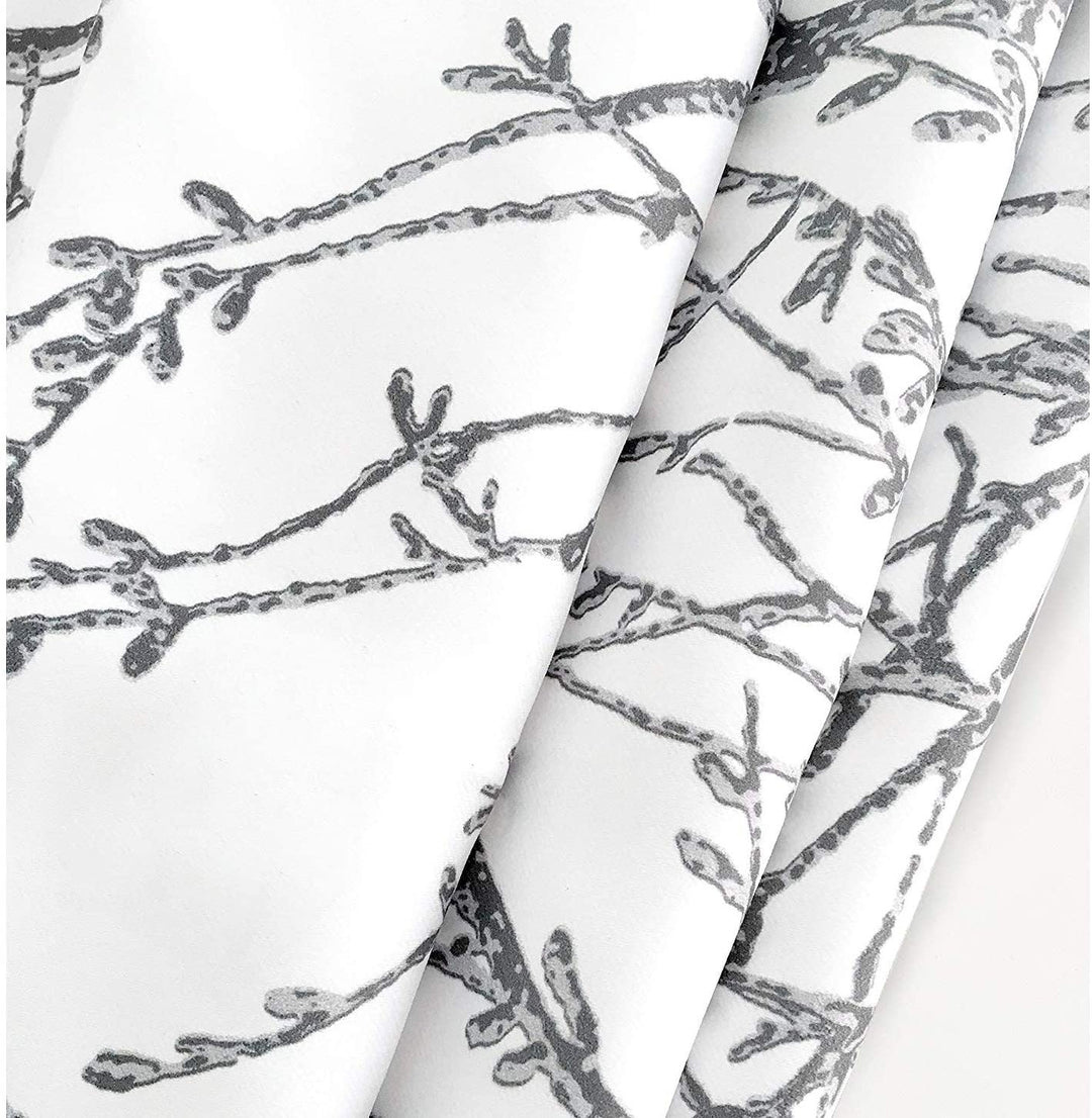 Tree Branch Lined Window Valance Grey Floral Modern Contemporary 100% Polyester