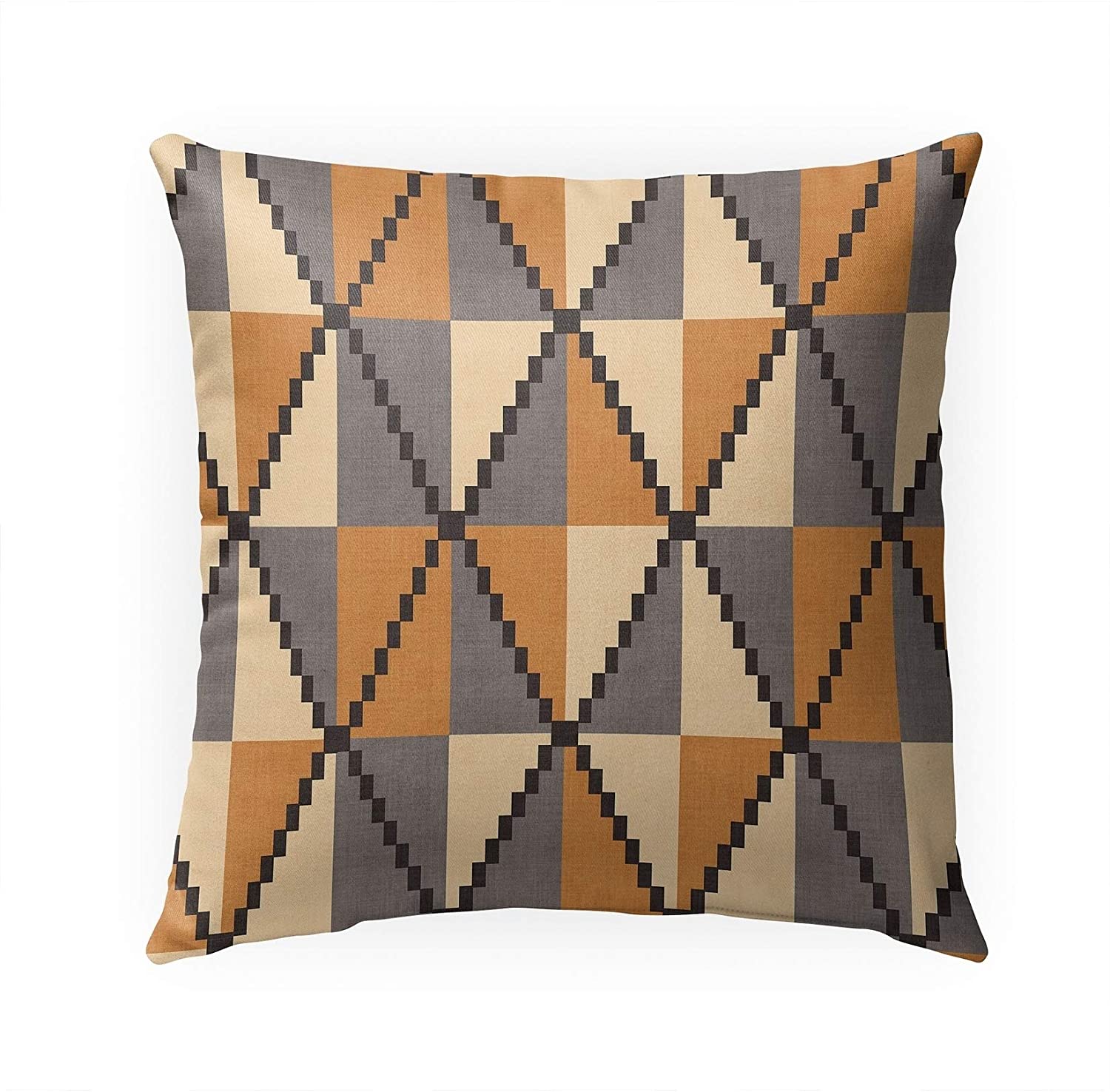 Yellow Indoor|Outdoor Pillow by 18x18 Yellow Geometric Modern Contemporary Polyester Removable Cover
