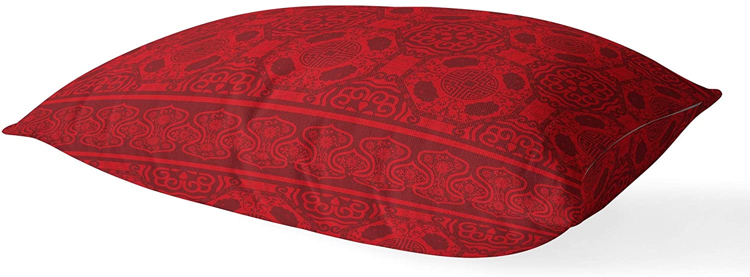 UKN Red Overdye Lumbar Pillow Red Geometric Global Polyester Single Removable Cover