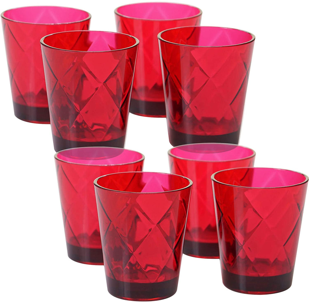 Red Acrylic 15 Ounce Double Old Fashion Glasses (Pack