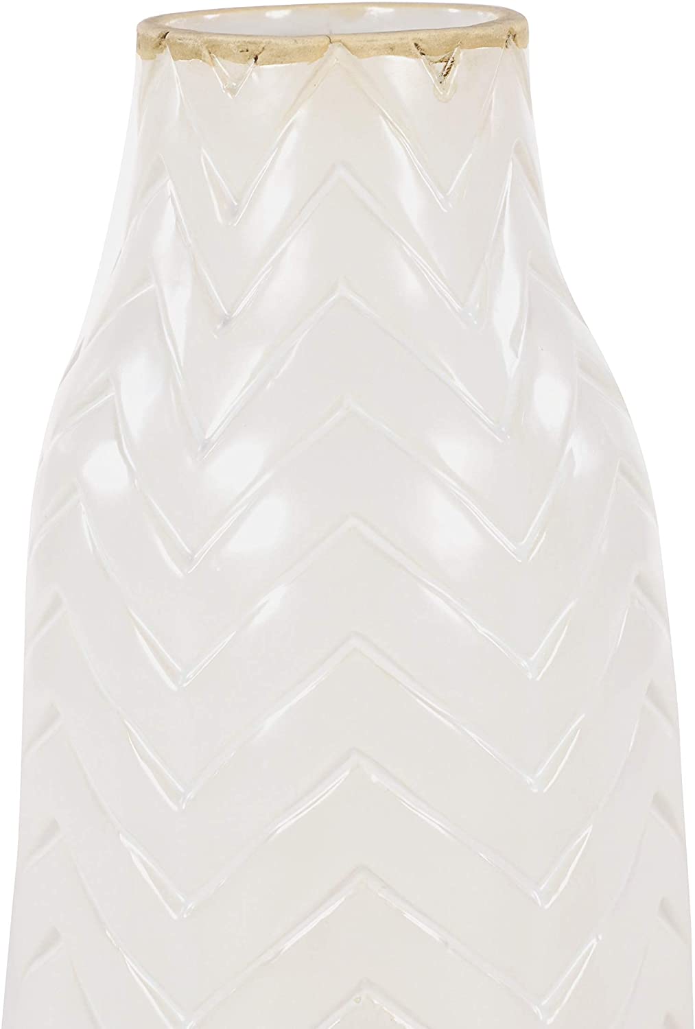 Round Chevron Ceramic Vase White Mid Century Modern Porcelain