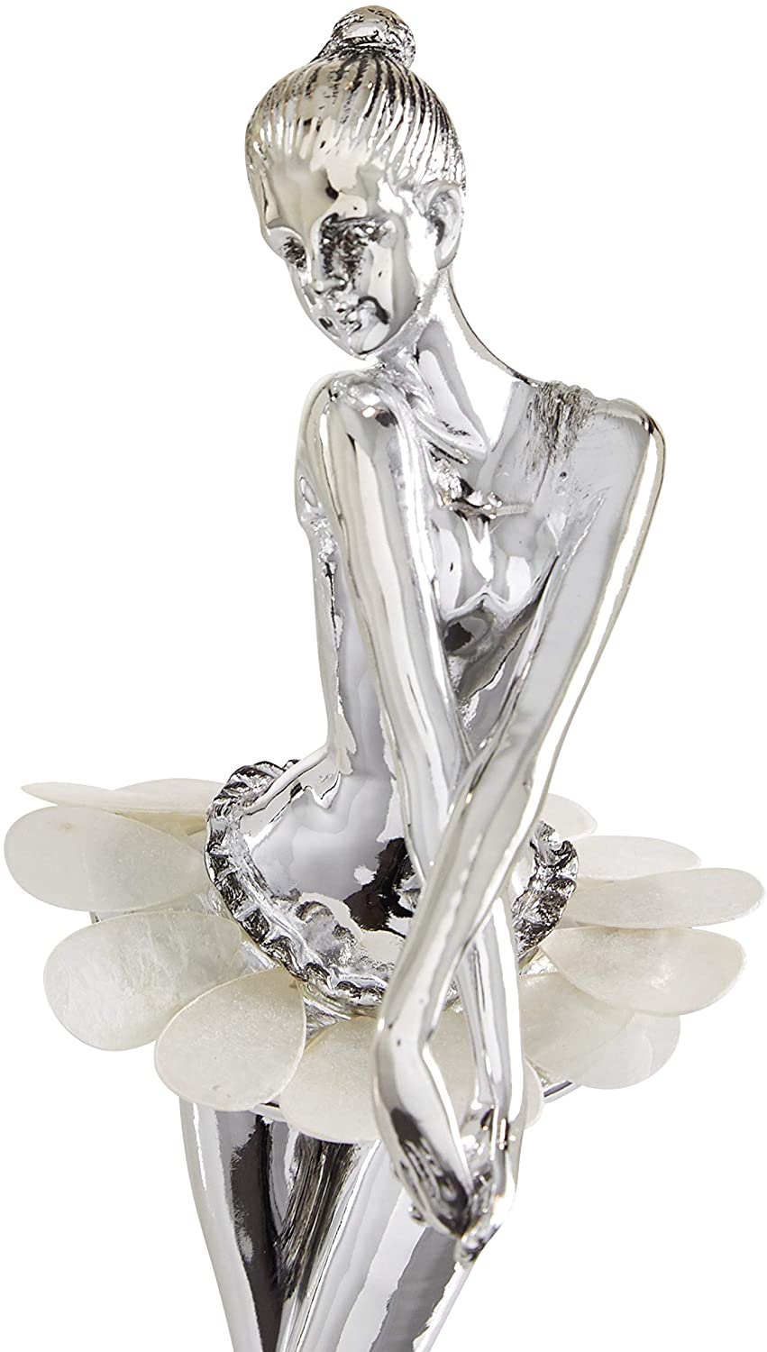 Silver Resin Ballet Dancer Sculptures Set 3 X 12 Color - Diamond Home USA