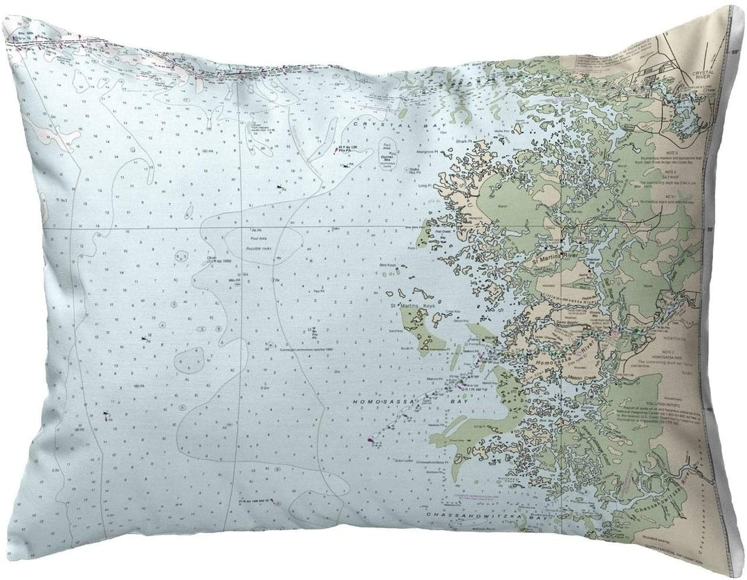 Crystal River Fl Nautical Map Noncorded Pillow 11x14 Color