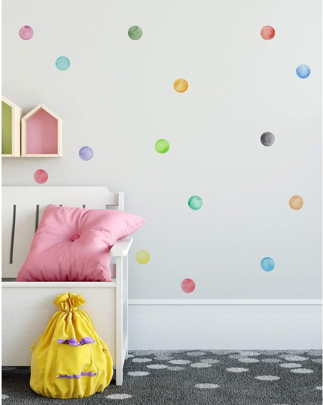 63 Pieces 3" Watercolor Little Circles Polka Dots Wall