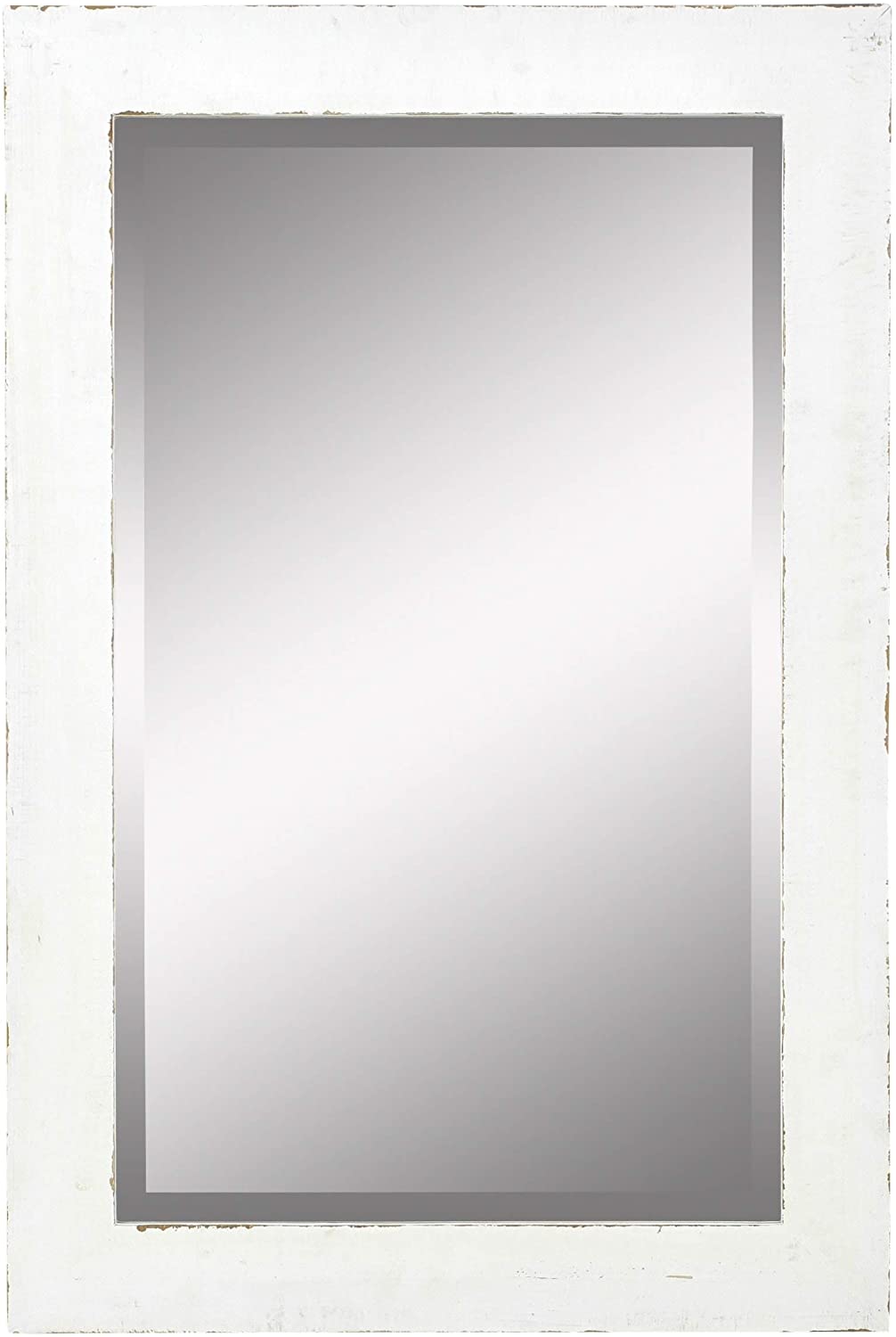 Wall Mirror White 36 X 24 36" h 24" w 1" d Farmhouse Traditional Beveled Glass