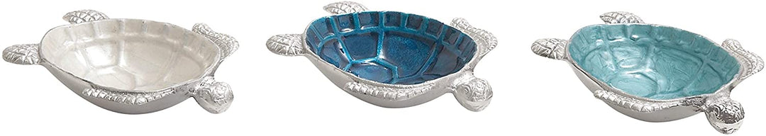 Aluminum Turtle Bowl (8'' X 2'') Blue Color Silver