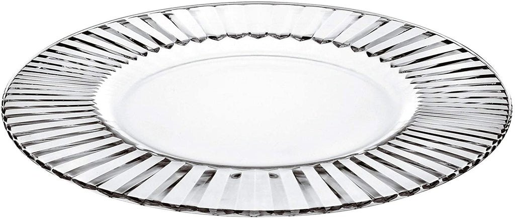 European Glass Dinner Plates 11" Diameter S/6 Clear Border Modern Contemporary 6 Piece Dishwasher Safe