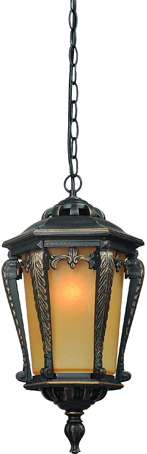 1 Light Indoor/Outdoor Golden Rust Aluminum Pendant Gold