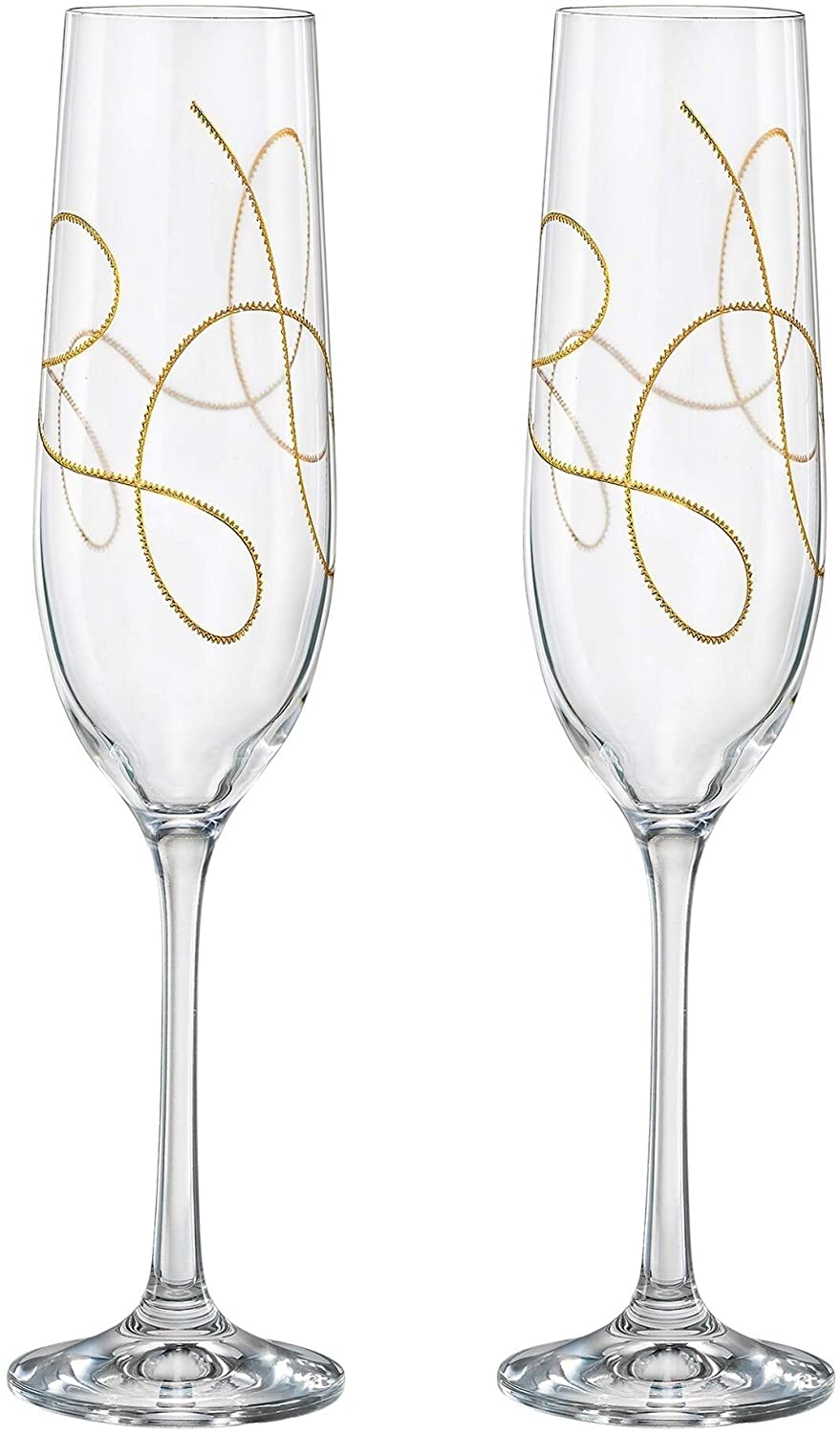 Gifts Inc Set/2 Toasting Flutes W/Gold String Design 6 5oz