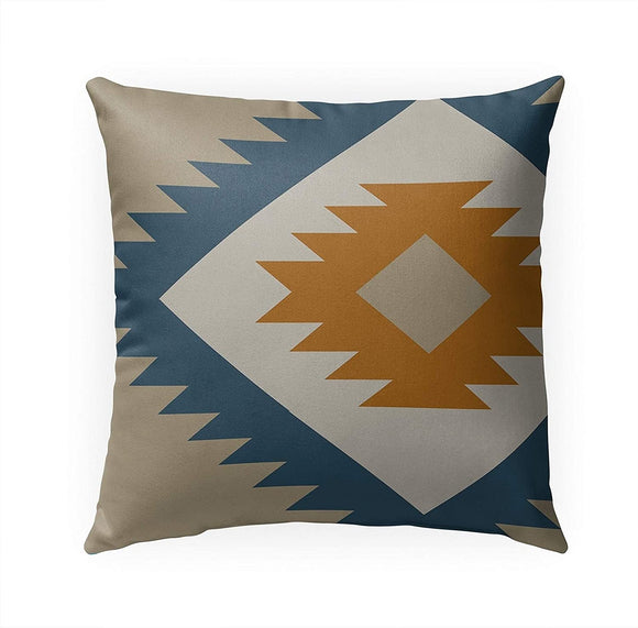 MISC Indoor|Outdoor Pillow by Greener 18x18 Orange Geometric Southwestern Polyester Removable Cover