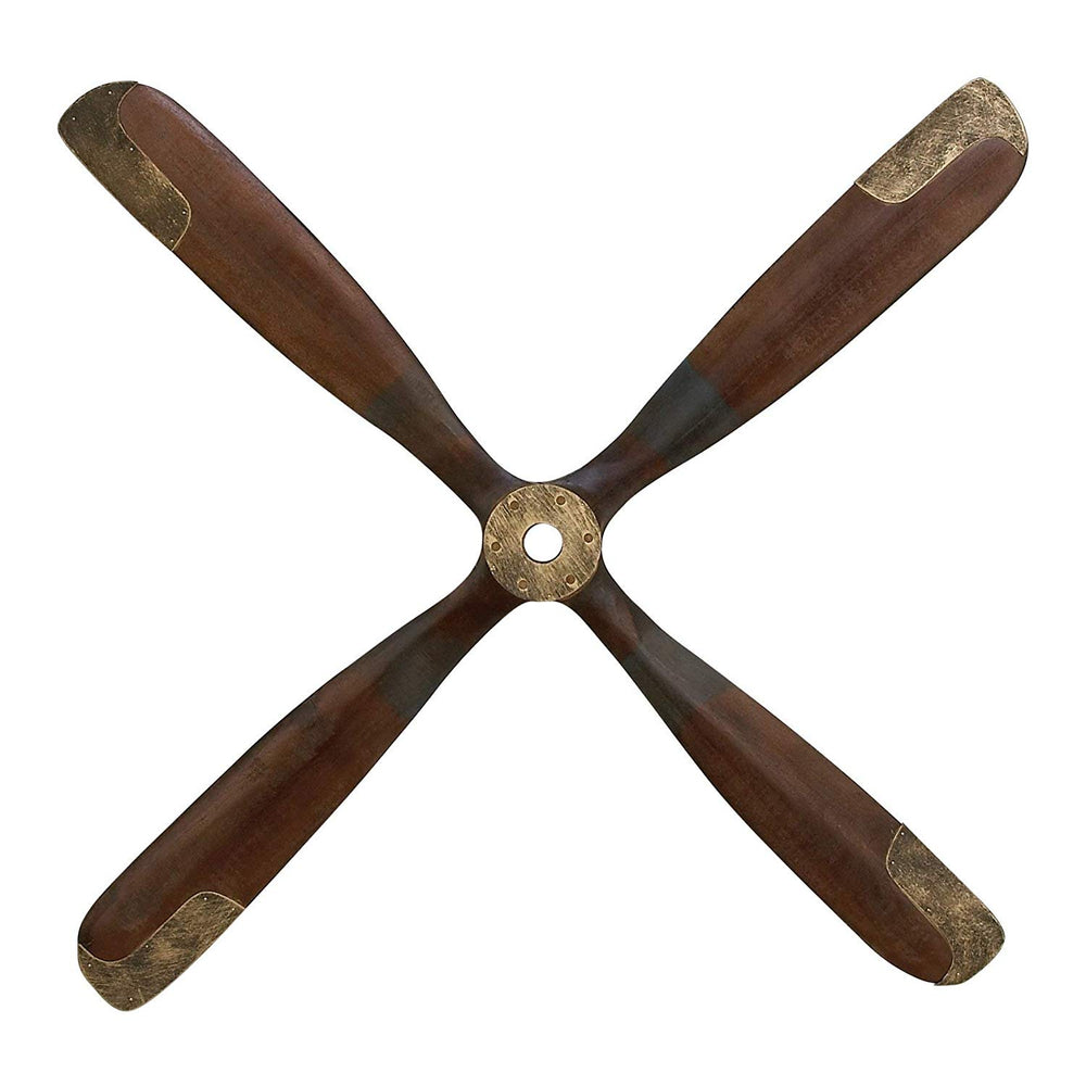 Brown Wood Propeller Decor Old Airplane Decorations Air Plane Vintage Gold Pilot Wall Art Antique Planes Rustic Wooden Accent 44 Inch 4 Blade