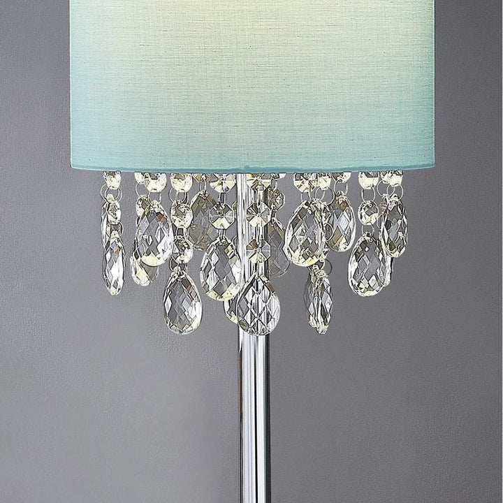 22" h Crystal Pendants Table Lamp Turquoise Silver Glam Modern Contemporary Chrome