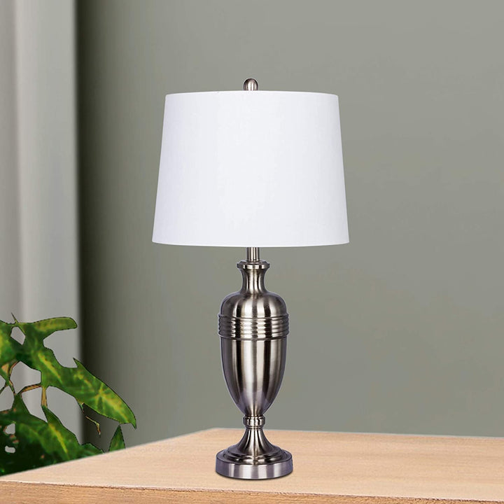 Pair 29 25 Brushed Steel Table Lamps Silver Transitional