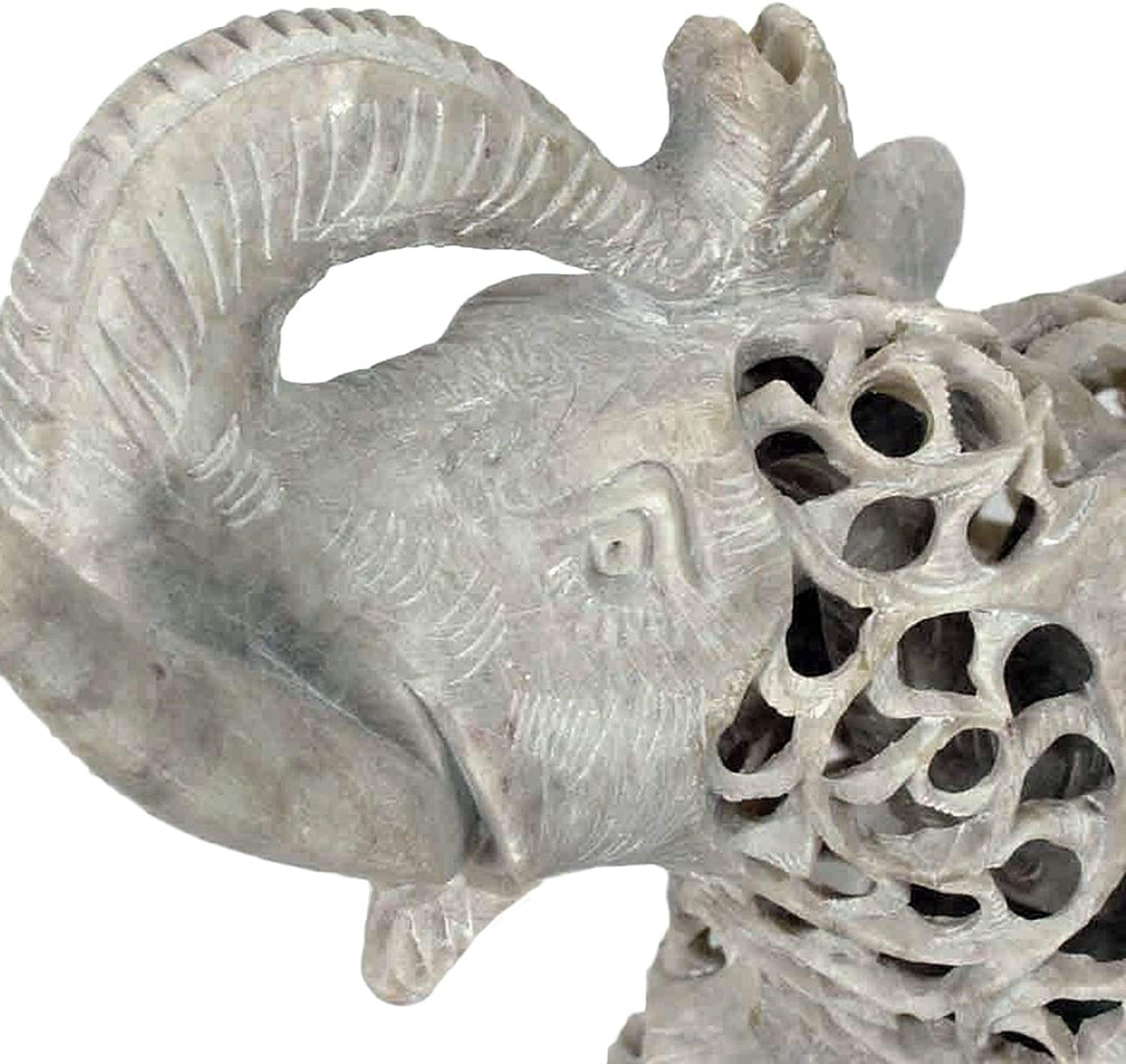 Handmade Soapstone 'Father Elephant' Sculpture (India) Cream - Diamond Home USA