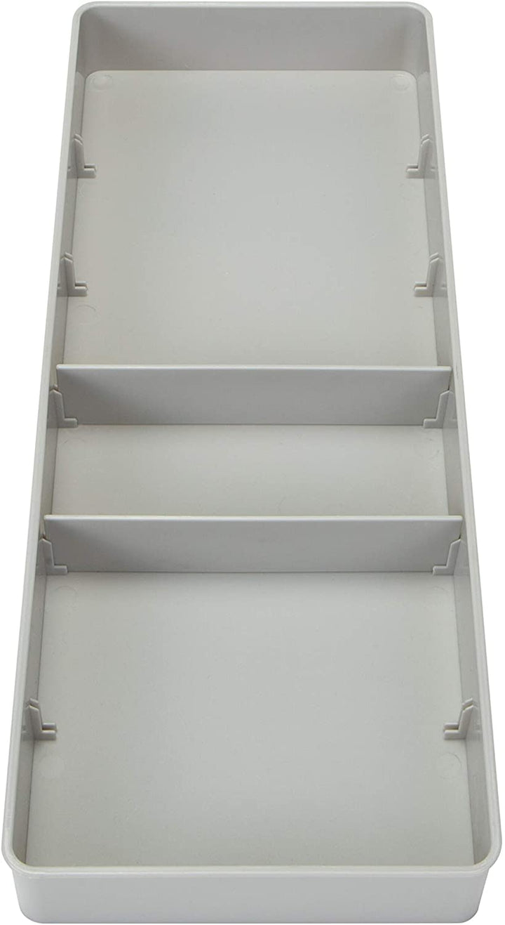 Kitchen Details Adjustable Drawer Organizer Grey 15 75"x 5 7"x 1 75" Silver Plastic - Diamond Home USA