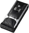 Black Leather Cigar Case Cutter Flask Travel Set Silver Metal Stainless Steel 3 Piece