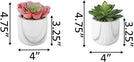 Set 2 Artificial Plant Marble Cement Pot One Size Handmade