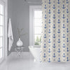 MISC Anchor Chief Ivory Blue Shower Curtain by 71x74 Off/White Geometric Nautical Coastal Polyester