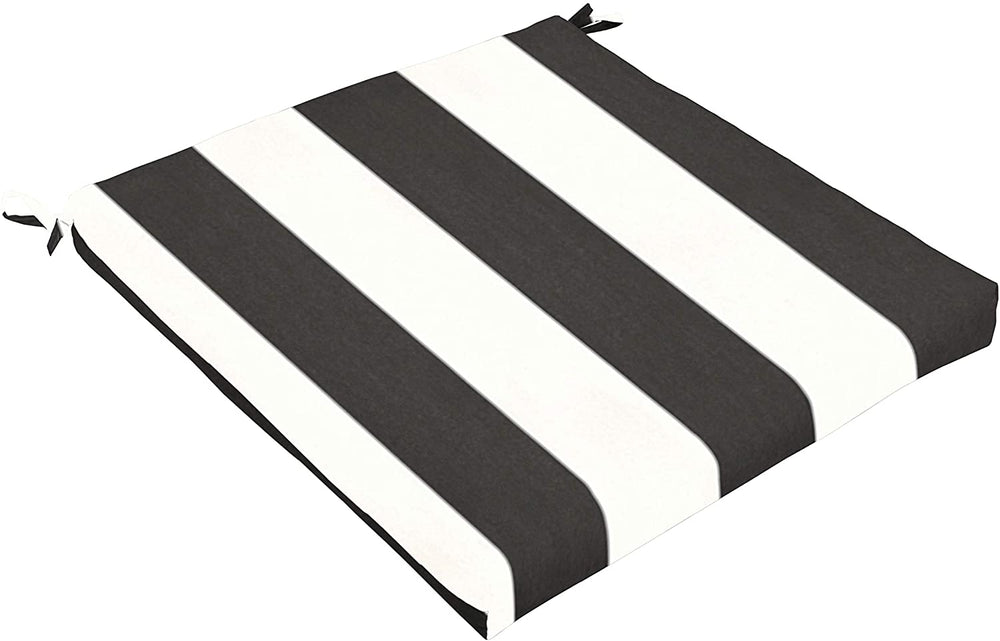 Black White Stripe Indoor/Outdoor Chair Cushion 19 W X D Striped Modern Contemporary Traditional Transitional Fade Resistant Uv