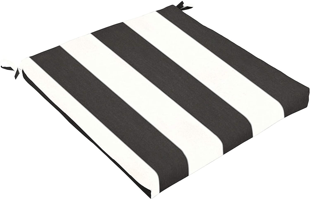 Black White Stripe Indoor/Outdoor Chair Cushion 19 W X D Striped Modern Contemporary Traditional Transitional Fade Resistant Uv