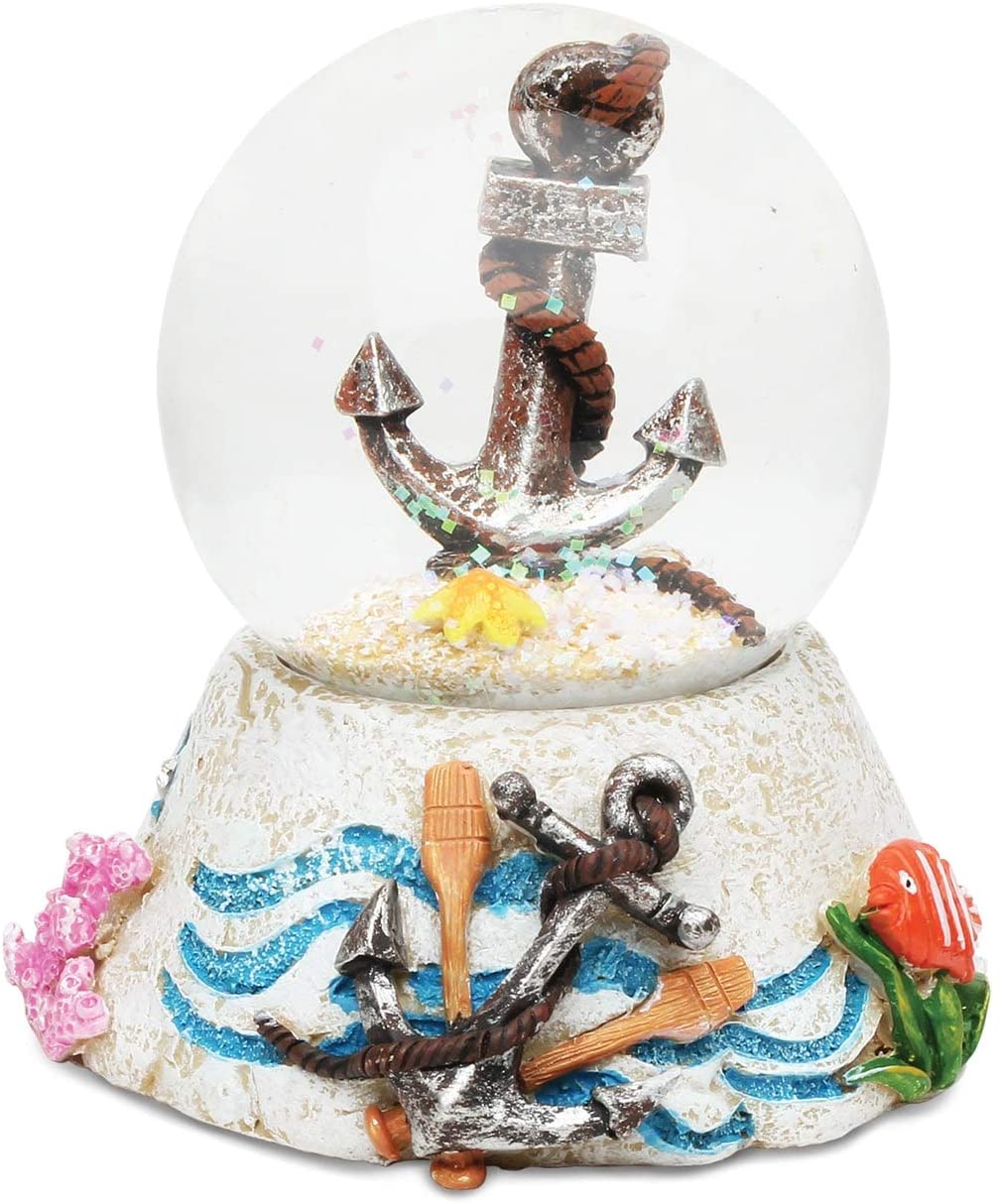 Stone Snow Globe Anchor Color Nautical Coastal