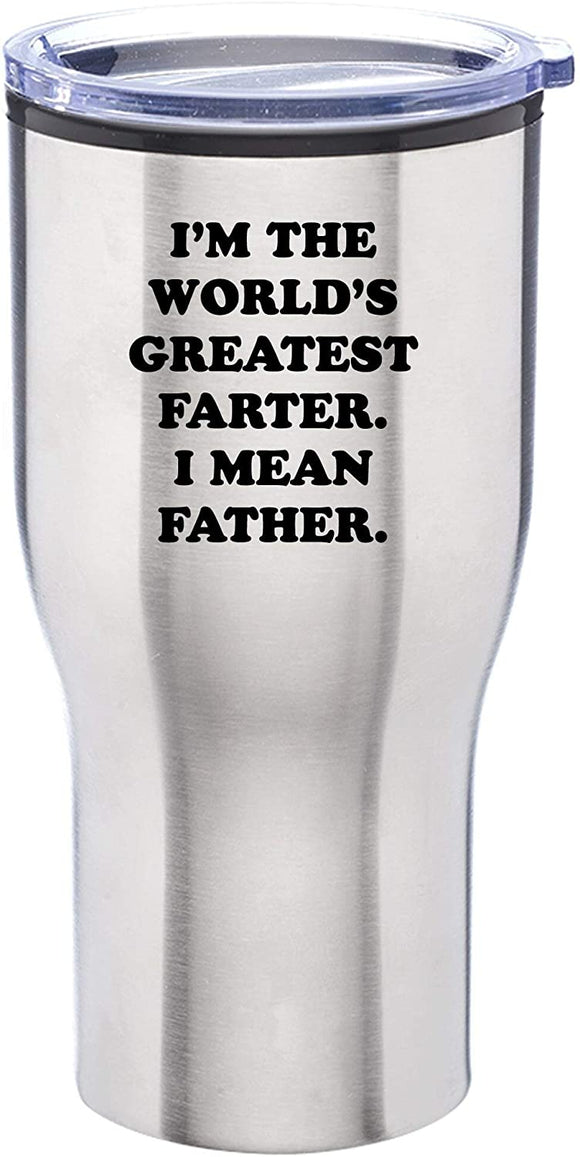 World's Greatest I Mean Father Engraved 28 Oz Stainless Steel Tumbler Lid