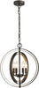 4 Light Oil Rubbed Bronze/Gold Pendant Mid Century Modern Transitional Steel Dimmable
