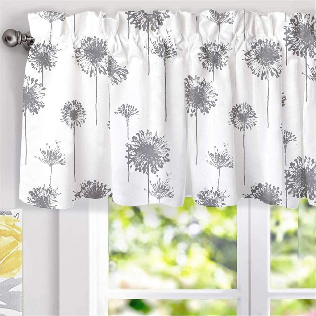 Unknown1 Dandelion Floral Botanical Lined Valance 2 Pack 52'' Width X 18'' Length Grey Farmhouse Polyester Energy Efficient