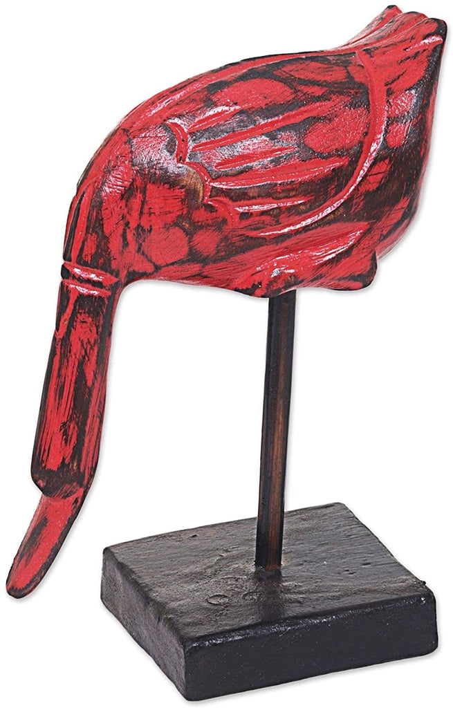 Wood Sculpture 'Red Duck' Indonesia Black Handmade