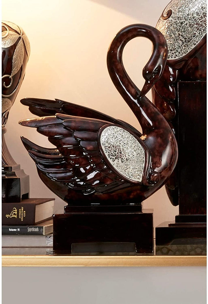 16 5 Floral Foliage Swan Decor Statue Brown Animals