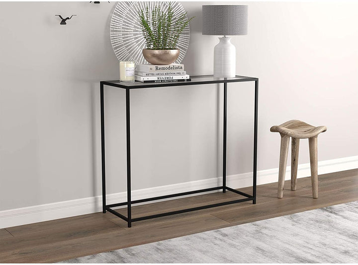 Console Table 31l Glass Black Metal 31" X 12" 28" Clear