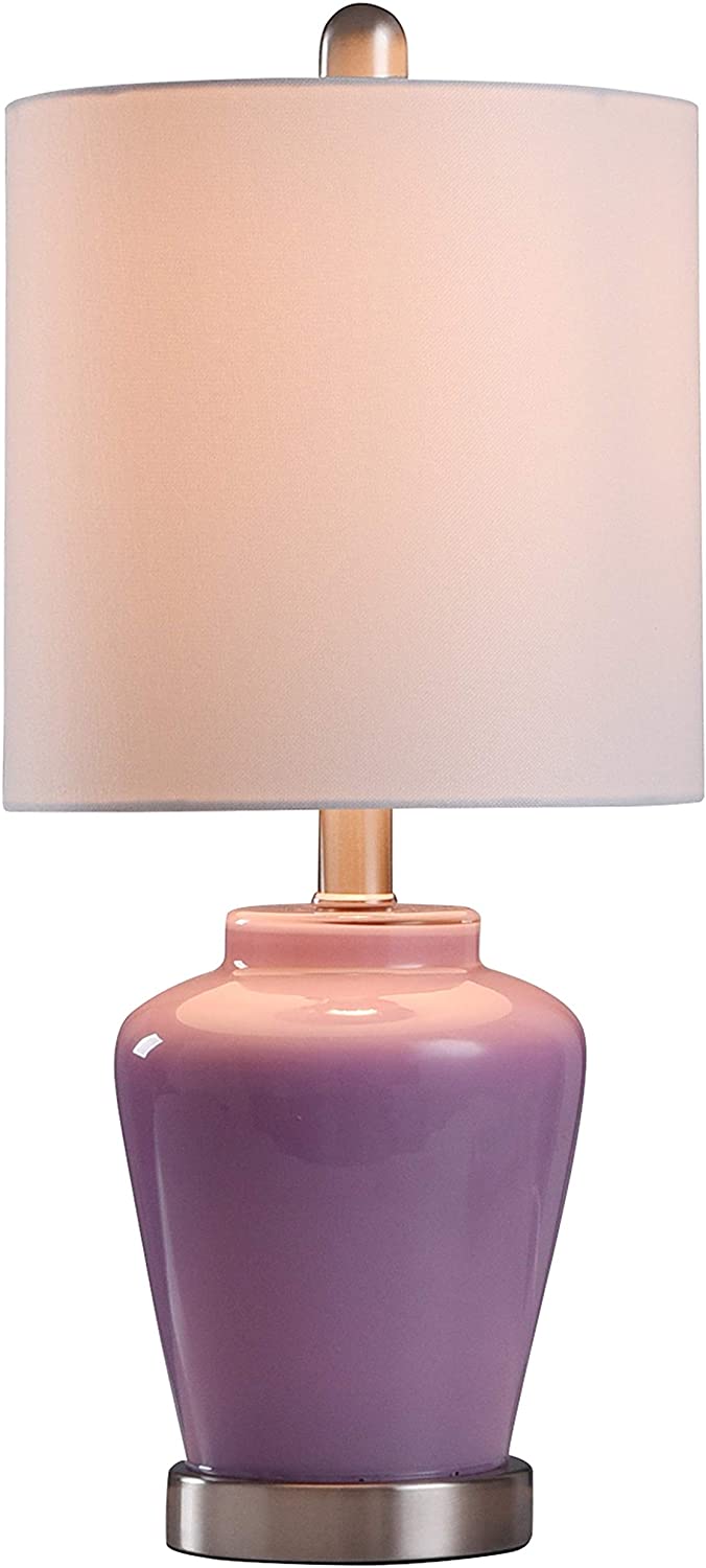 High Gloss Lilac Glass Ginger Jar Accent Lamp Purple Silver Transitional