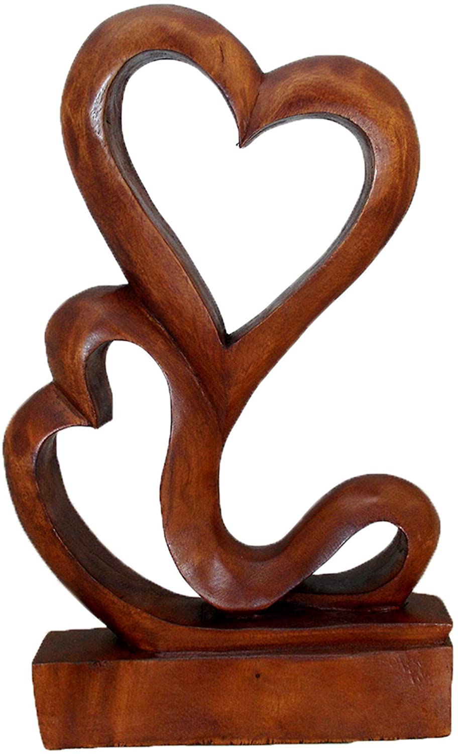 MISC Uplifting Love Handcarved Wood Hearts Figurine Brown Handmade