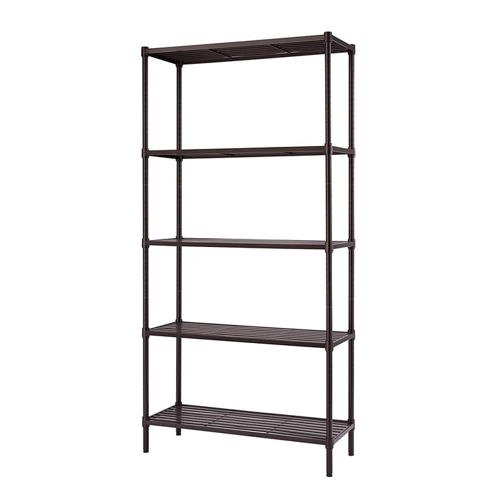 5 Tier Corner Shelf Brown Black Shelves Storage Oraganizer Kitchen Dining Area Living Room Office Shelfs 5 Shelf Rustic Closet Steel