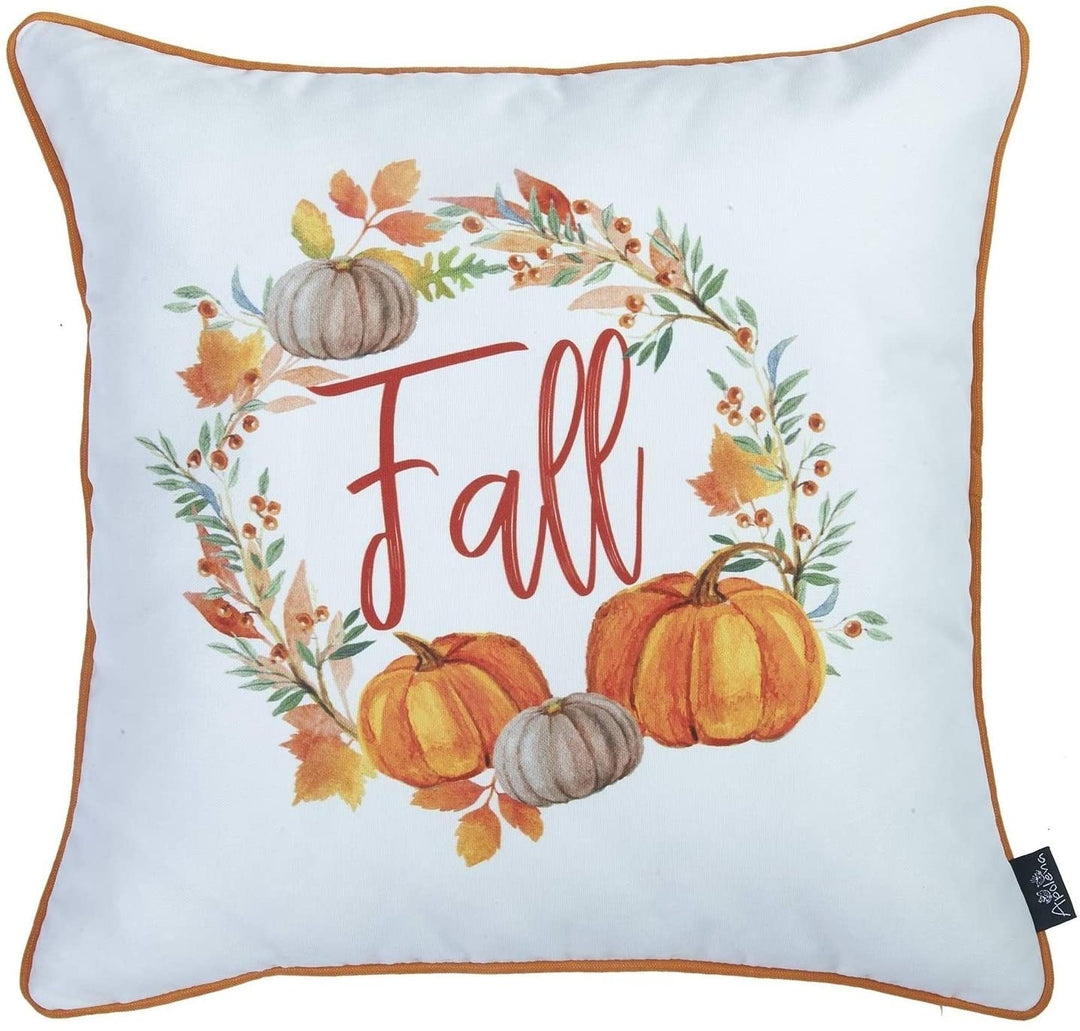 Fall Season Thanksgiving Throw Pillow Cover 18"x18" (2 Pcs Set) Floral Polyester Two Pillows Removable