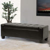 Leather Storage Ottoman Black Modern Contemporary Square Bonded Foam Wood Made Order