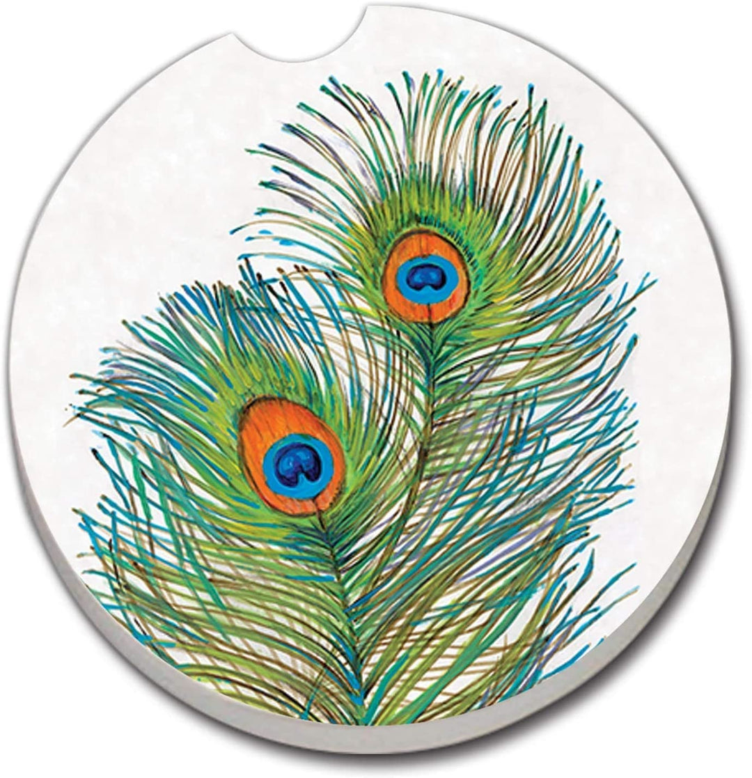 Car Coaster Vivid Peacock Feathers Set 2 2 5