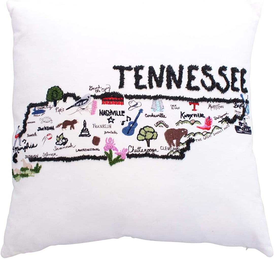 Tennessee State Throw Pillow Cotton 18 Inch Black Red