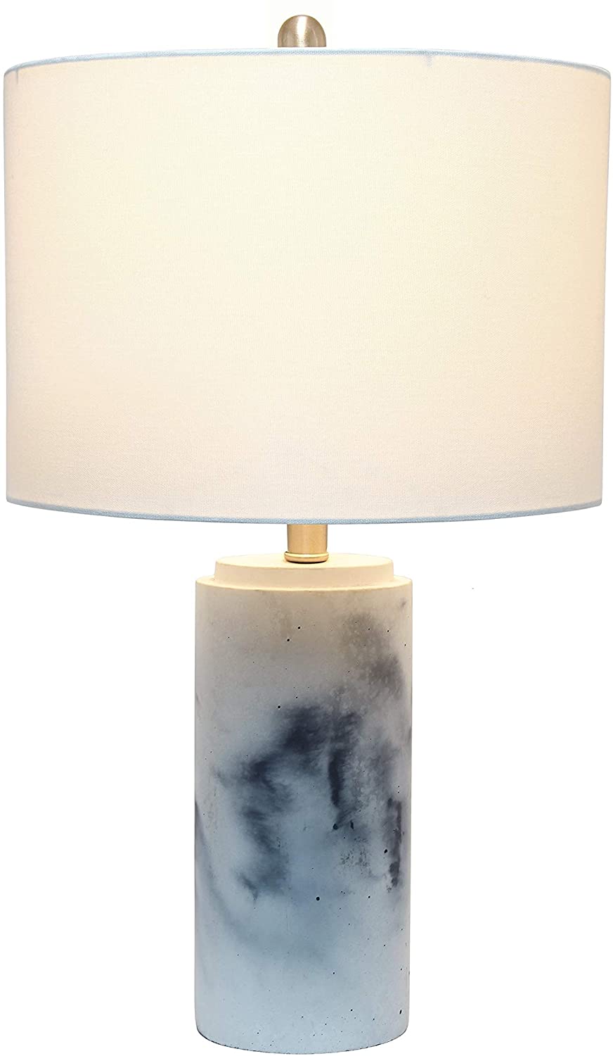 Home Marbleized Table Lamp White Fabric Shade Modern Contemporary