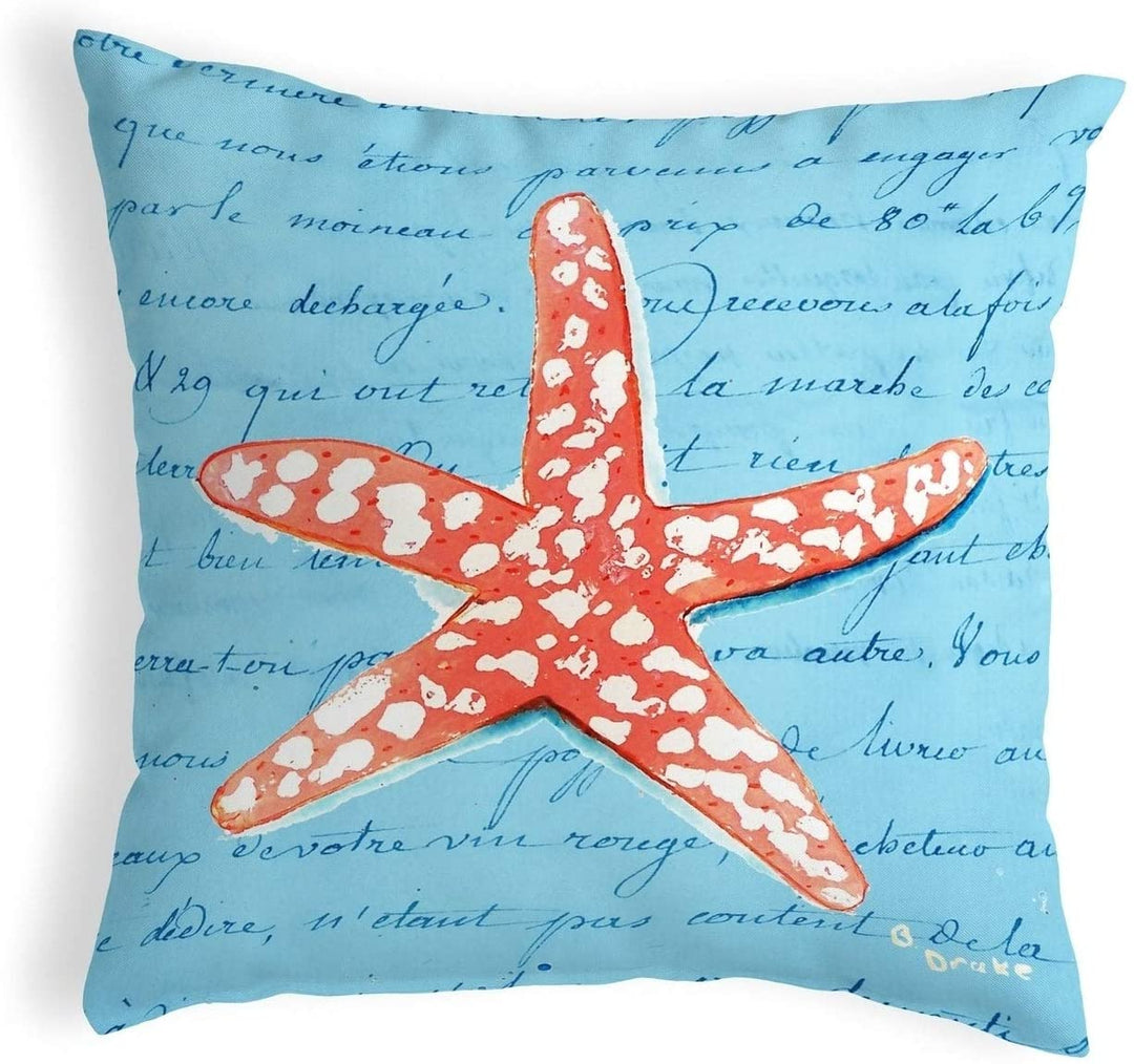 Coral Starfish Blue Small No Cord Pillow 12x12 Color Graphic