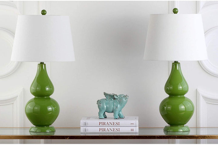 27 inch Double Green Table Lamp (Set 2) Modern